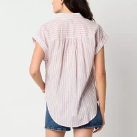 a.n.a Soft Drape Womens Short Sleeve Blouse