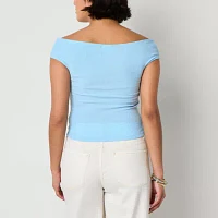 a.n.a Off The Shoulder Womens V Neck T-Shirt