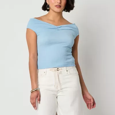 a.n.a Off The Shoulder Womens V Neck T-Shirt