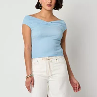 a.n.a Off The Shoulder Womens V Neck T-Shirt