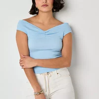 a.n.a Off The Shoulder Womens V Neck T-Shirt