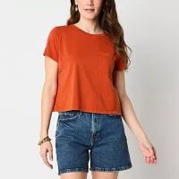 a.n.a Womens Crew Neck Short Sleeve Pocket T-Shirt