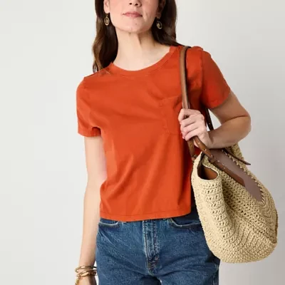 a.n.a Womens Crew Neck Short Sleeve Pocket T-Shirt