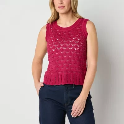 Liz Claiborne Womens Crew Neck Sleeveless Tank Top