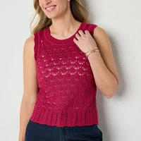 Liz Claiborne Womens Crew Neck Sleeveless Tank Top