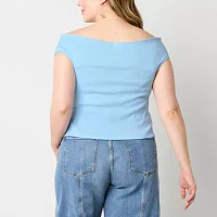 a.n.a Off The Shoulder Womens Plus V Neck T-Shirt