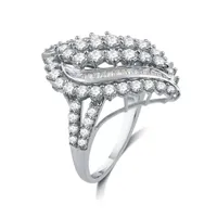 Womens 3 CT. T.W. Natural White Diamond 10K Gold Cluster Cocktail Ring