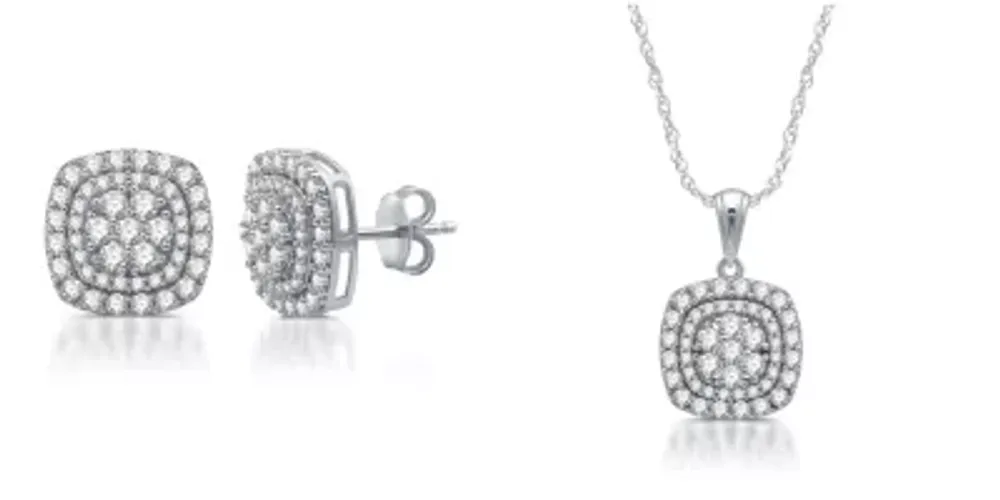 Diamond Blossom Womens 2 CT. T.W. Natural White Diamond Sterling Silver 2-pc. Jewelry Set