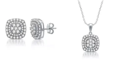 Diamond Blossom Womens 2 CT. T.W. Natural White Diamond Sterling Silver 2-pc. Jewelry Set