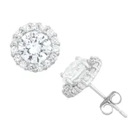 Lab Created White Sapphire 10K Gold Round Stud Earrings