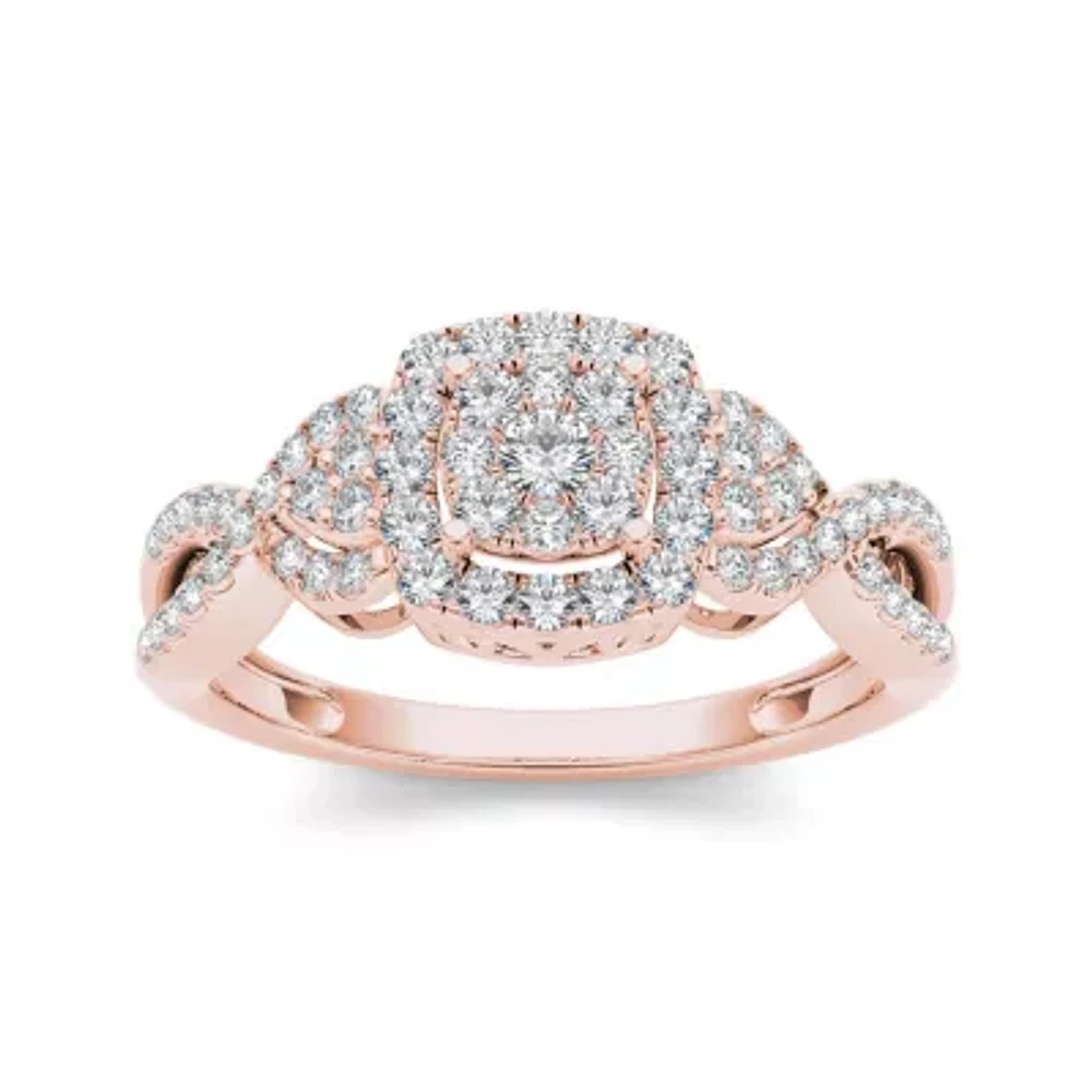 1/2 CT.T.W. Natural Diamond 10K Rose Gold Engagement Ring