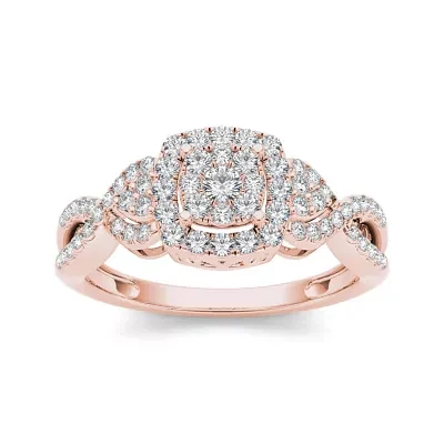 1/2 CT.T.W. Natural Diamond 10K Rose Gold Engagement Ring