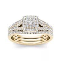 CT.T.W. Natural Diamond Cluster 10K Yellow Gold Bridal Ring Set