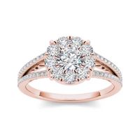 1 CT.T.W. Natural Diamond Cluster 10K Rose Gold Engagement Ring