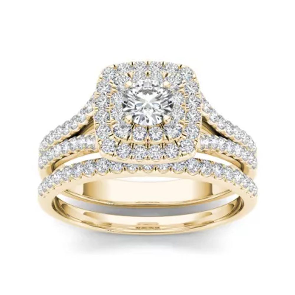 1 CT.T.W. Natural Diamond 10K Yellow Gold Bridal Ring Set