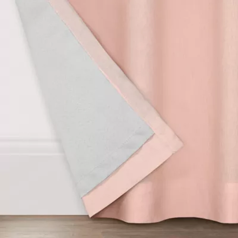 Fieldcrest Devin Solid Cotton Chambray Energy Saving 100% Blackout Grommet Top Single Curtain Panel