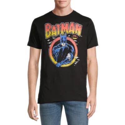 Mens Crew Neck Short Sleeve Regular Fit DC Comics Batman Graphic T-Shirt