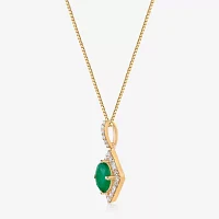 Womens 1/5 CT. Genuine Green Emerald 10K Gold Pendant Necklace