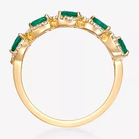 Womens 1/5 CT. Genuine Green Emerald 10K Gold Cocktail Ring