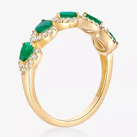 Womens 1/5 CT. Genuine Green Emerald 10K Gold Cocktail Ring