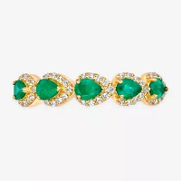 Womens 1/5 CT. Genuine Green Emerald 10K Gold Cocktail Ring