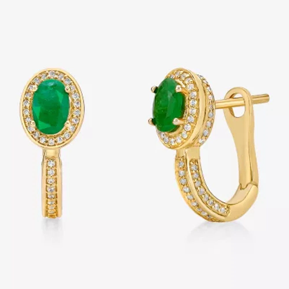 3/8 CT. T.W. Genuine Green Emerald 10K Gold Drop Earrings