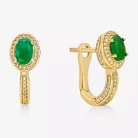 3/8 CT. T.W. Genuine Green Emerald 10K Gold Drop Earrings