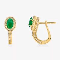 3/8 CT. T.W. Genuine Green Emerald 10K Gold Drop Earrings