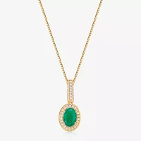 Womens 1/4 CT. T.W. Genuine Green Emerald 10K Gold Pendant Necklace