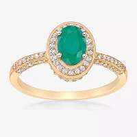 Womens 1/3 CT. T.W. Genuine Green Emerald 10K Gold Cocktail Ring