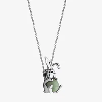 Rabbit Womens Genuine Green Jade Sterling Silver Pendant Necklace