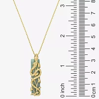 Snake Womens Genuine Green Jade 18K Gold Over Silver Pendant Necklace