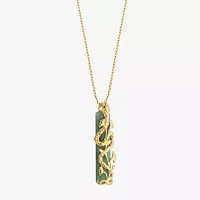 Snake Womens Genuine Green Jade 18K Gold Over Silver Pendant Necklace