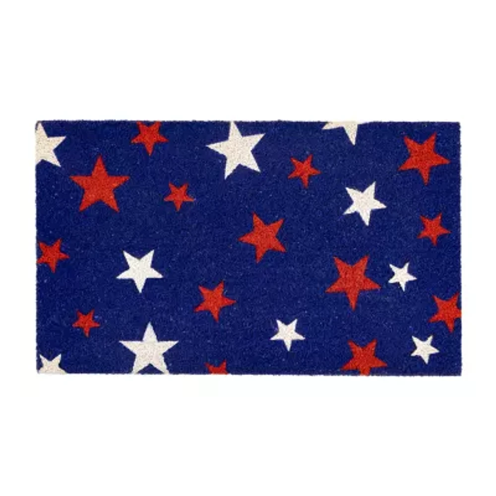 Northlight Blue Americana Coir Outdoor Star Indoor Rectangular Doormats