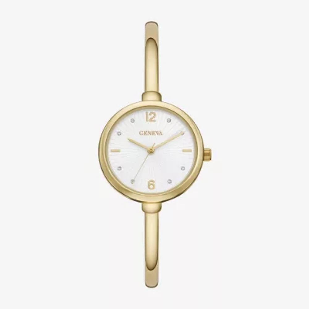 Geneva Womens Crystal Accent Gold Tone Bangle Watch Fmdjm304