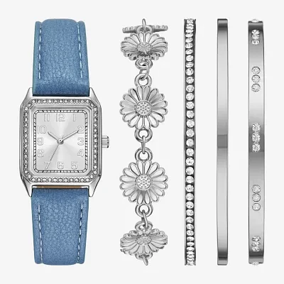 Womens Crystal Accent Blue 5-pc. Watch Boxed Set Fmdjset722