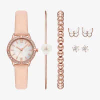 Womens Crystal Accent Pink 7-pc. Watch Boxed Set Fmdjset723