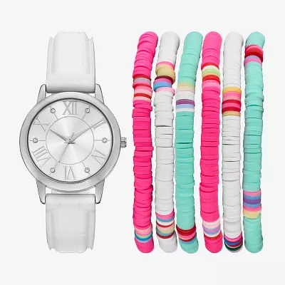 Womens Crystal Accent White 7-pc. Watch Boxed Set Fmdjset724