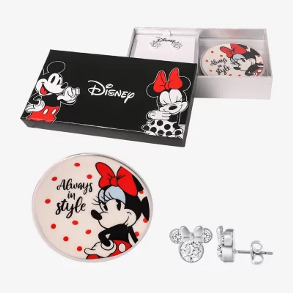 2-pc. Crystal Pure Silver Over Brass Minnie Mouse Jewelry Set