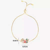 Crystal 18K Gold Over Brass 9 1/2 Inch Box Heart Lilo & Stitch Bolo Bracelet