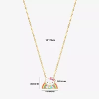 Rainbow Crystal 18K Gold Over Brass 18 Inch Cable Hello Kitty Pendant Necklace