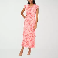 Sam And Jess Womens Short Sleeve Floral Maxi Dress Petite