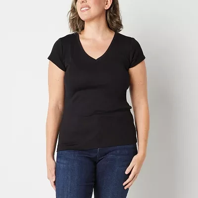 Liz Claiborne Womens Tall V Neck Short Sleeve T-Shirt