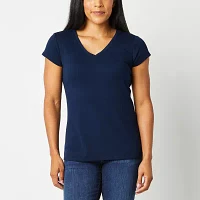 Liz Claiborne Womens Tall V Neck Short Sleeve T-Shirt