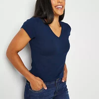 Liz Claiborne Womens Tall V Neck Short Sleeve T-Shirt