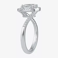 (G / I1) Womens 1 1/4 CT. T.W. Lab Grown White Diamond 14K Gold Pear Bypass  Halo Engagement Ring