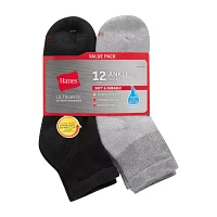 Hanes Ultimate 12 Pair Quarter Ankle Socks Mens