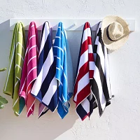 Outdoor Oasis Cabana Stripe Fushia & Coral Beach Towel