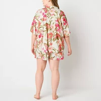 Ambrielle Womens Plus Short Sleeve 2-pc. Shorts Pajama Set
