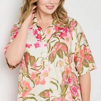 Ambrielle Womens Plus Short Sleeve 2-pc. Shorts Pajama Set